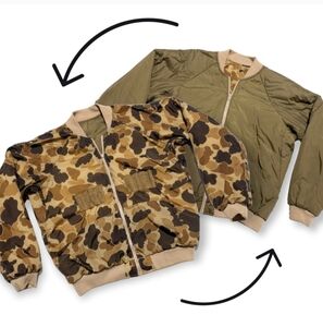 Columbia Duck Camo Bomber Hunting Jacket Men's Medium Reversible Vintage 80s